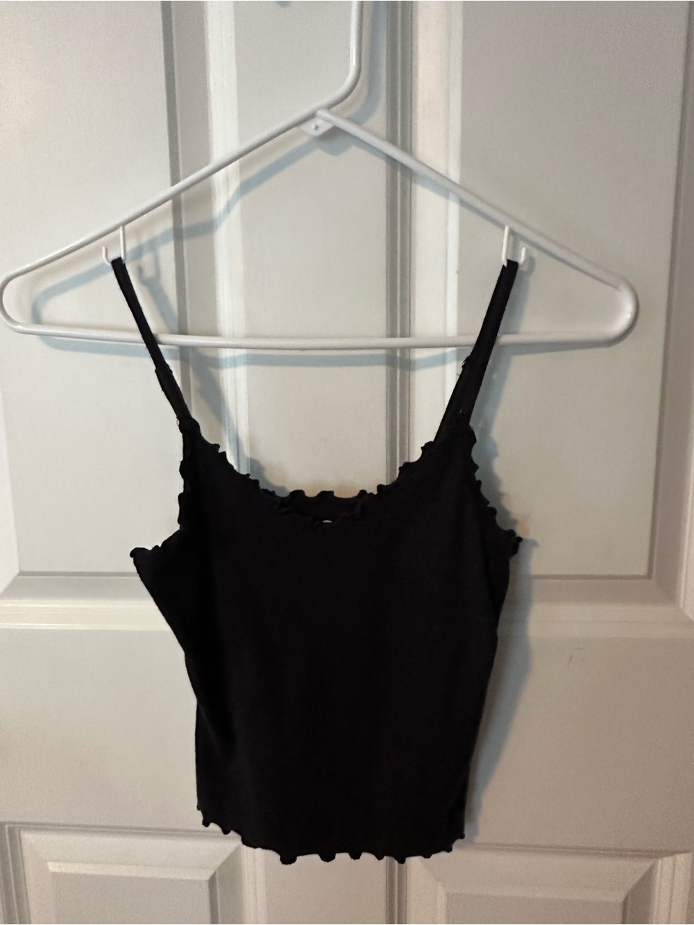 Hollister Black Ruffle-Trim Spaghetti Strap Cami